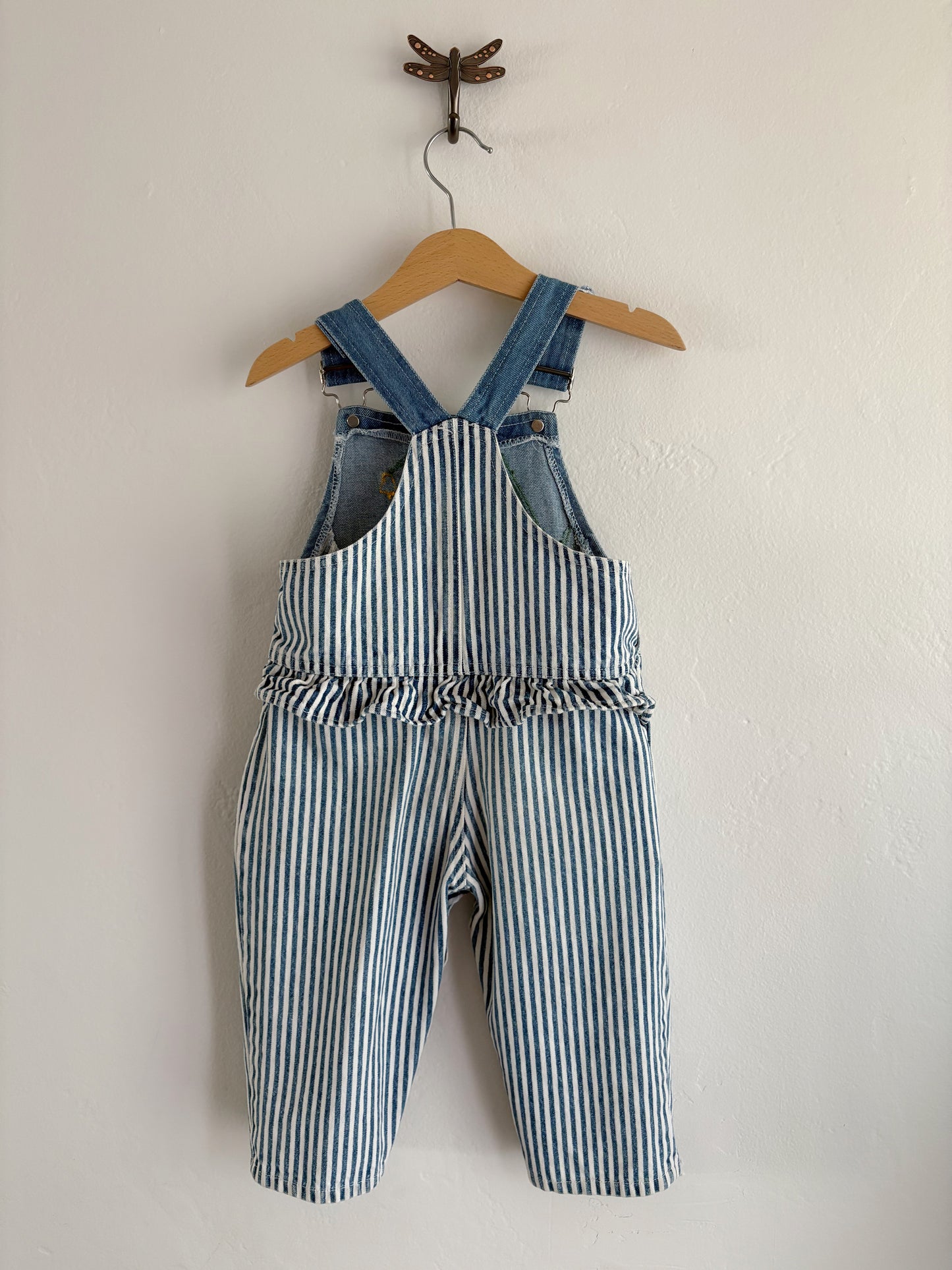 upcycled striped overalls (24M/2T)