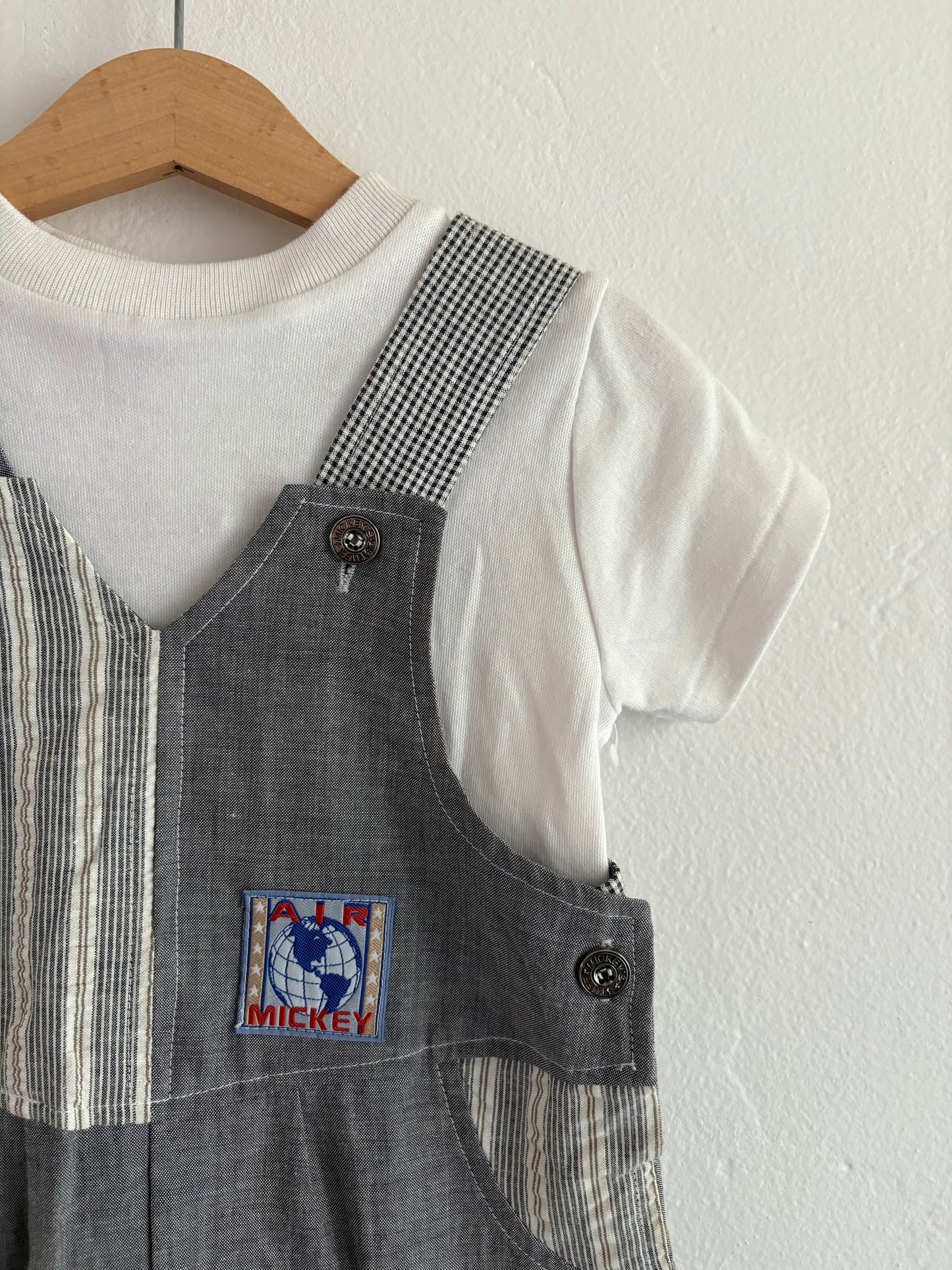 vintage mickey aviator mouse overall set (4T)