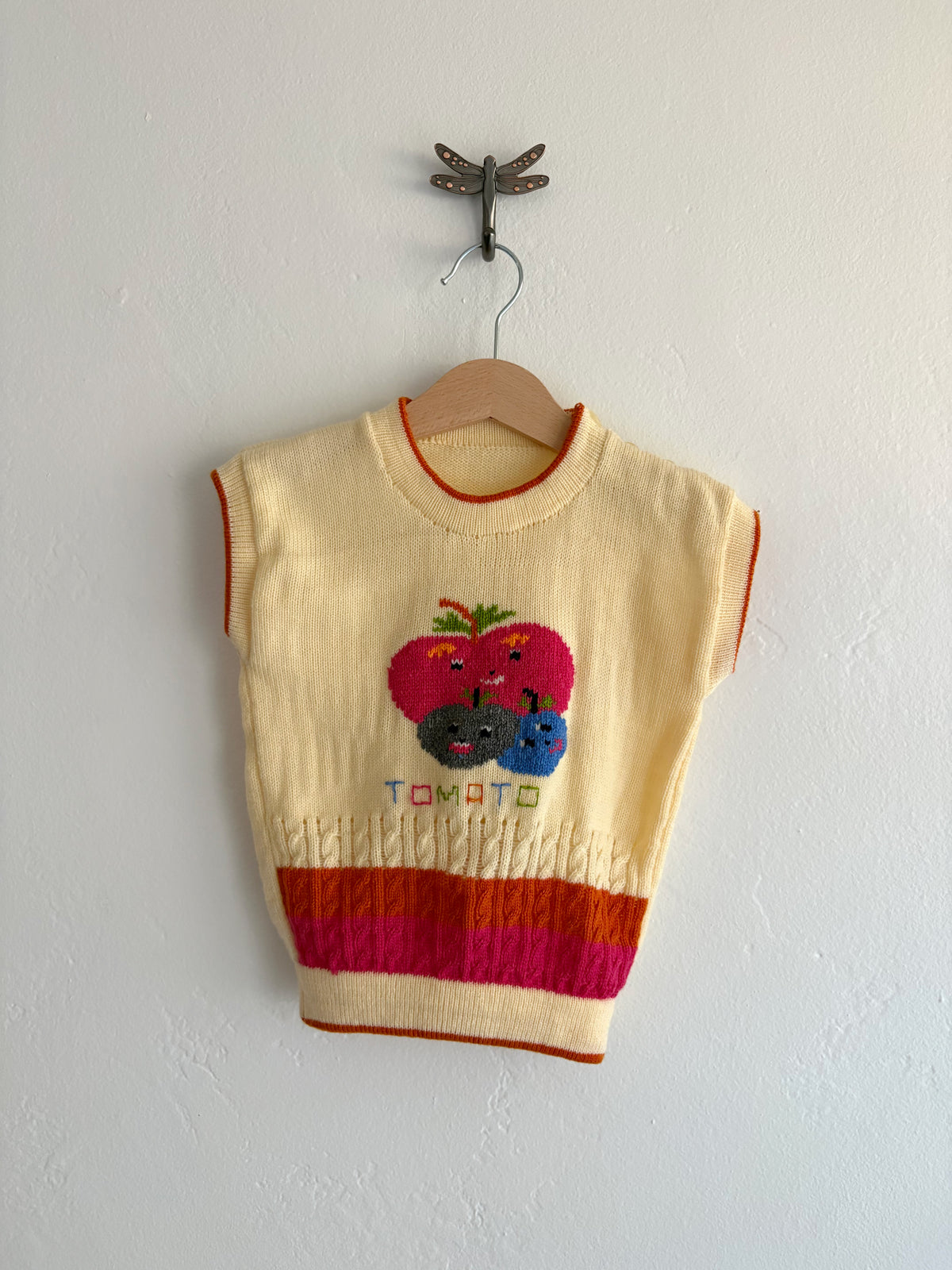 vintage hand knit tomato vest