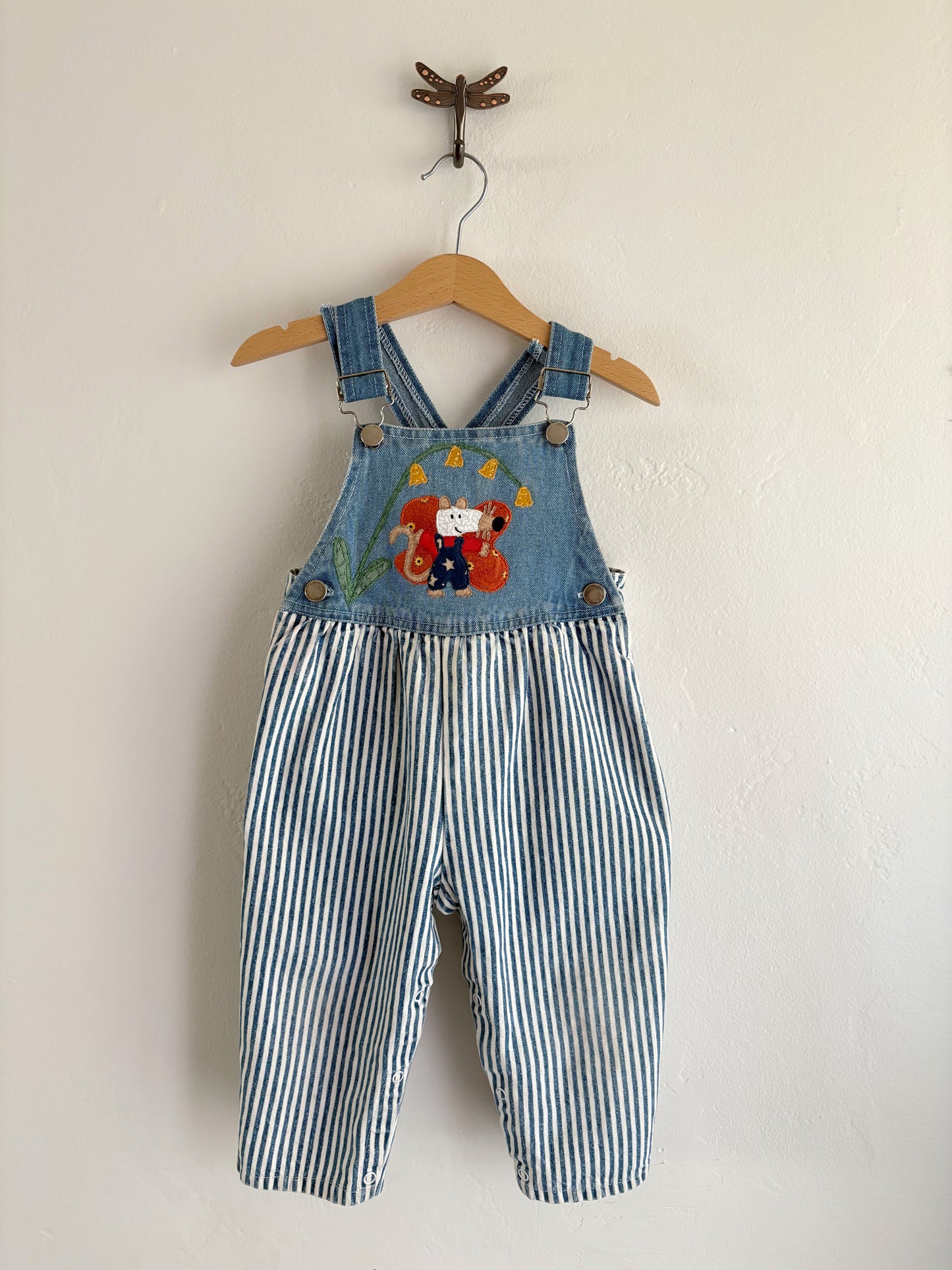 upcycled striped overalls (24M/2T)