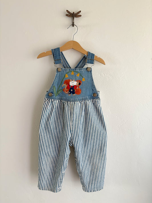 upcycled striped overalls (24M/2T)