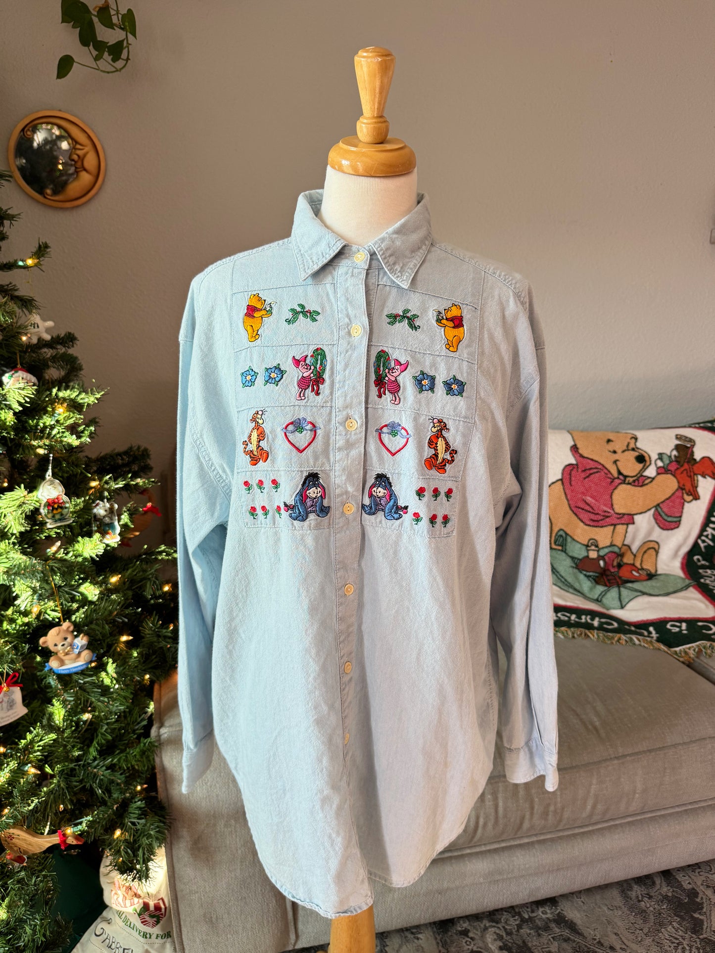 Winnie the Pooh holiday button up