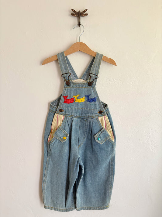 vintage whale overalls (3T)