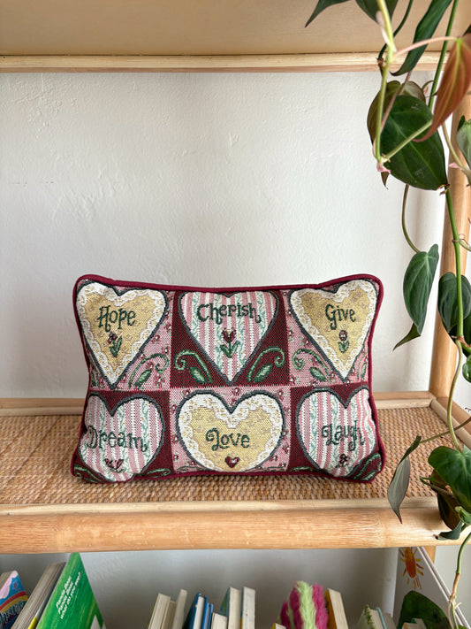 vintage tapestry heart throw pillow