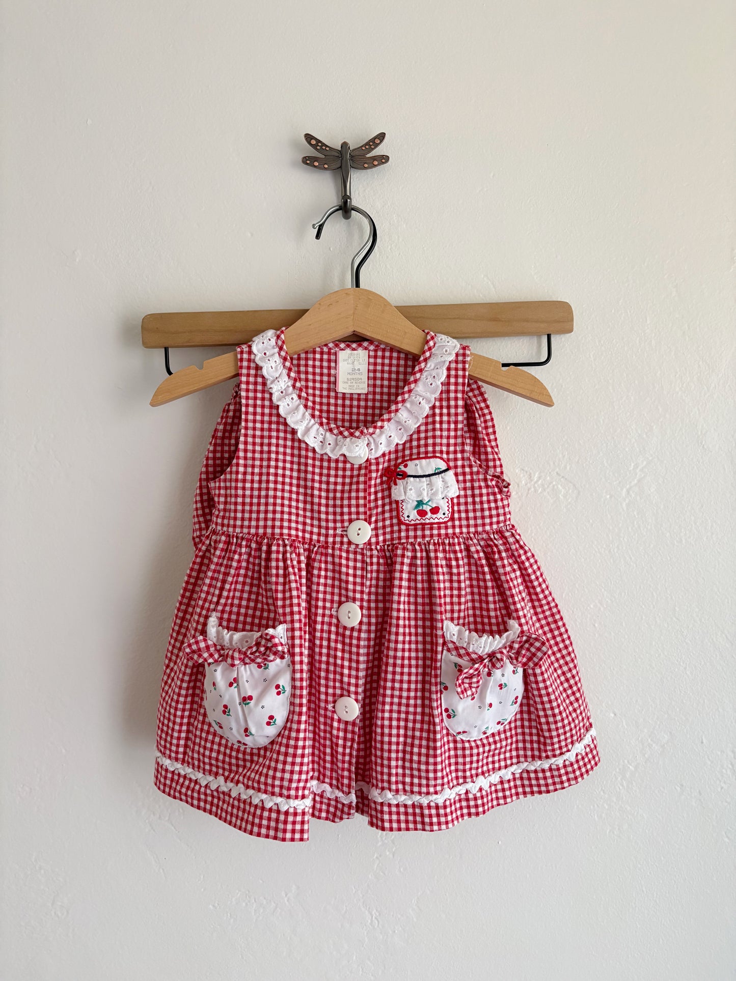 vintage gingham cherry set (24M)