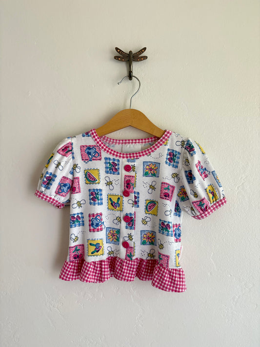vintage healthtex aop garden top (4T)