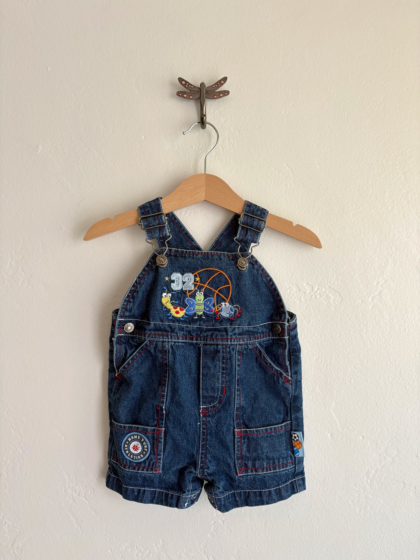 denim sporty bug shortalls (6/9M)