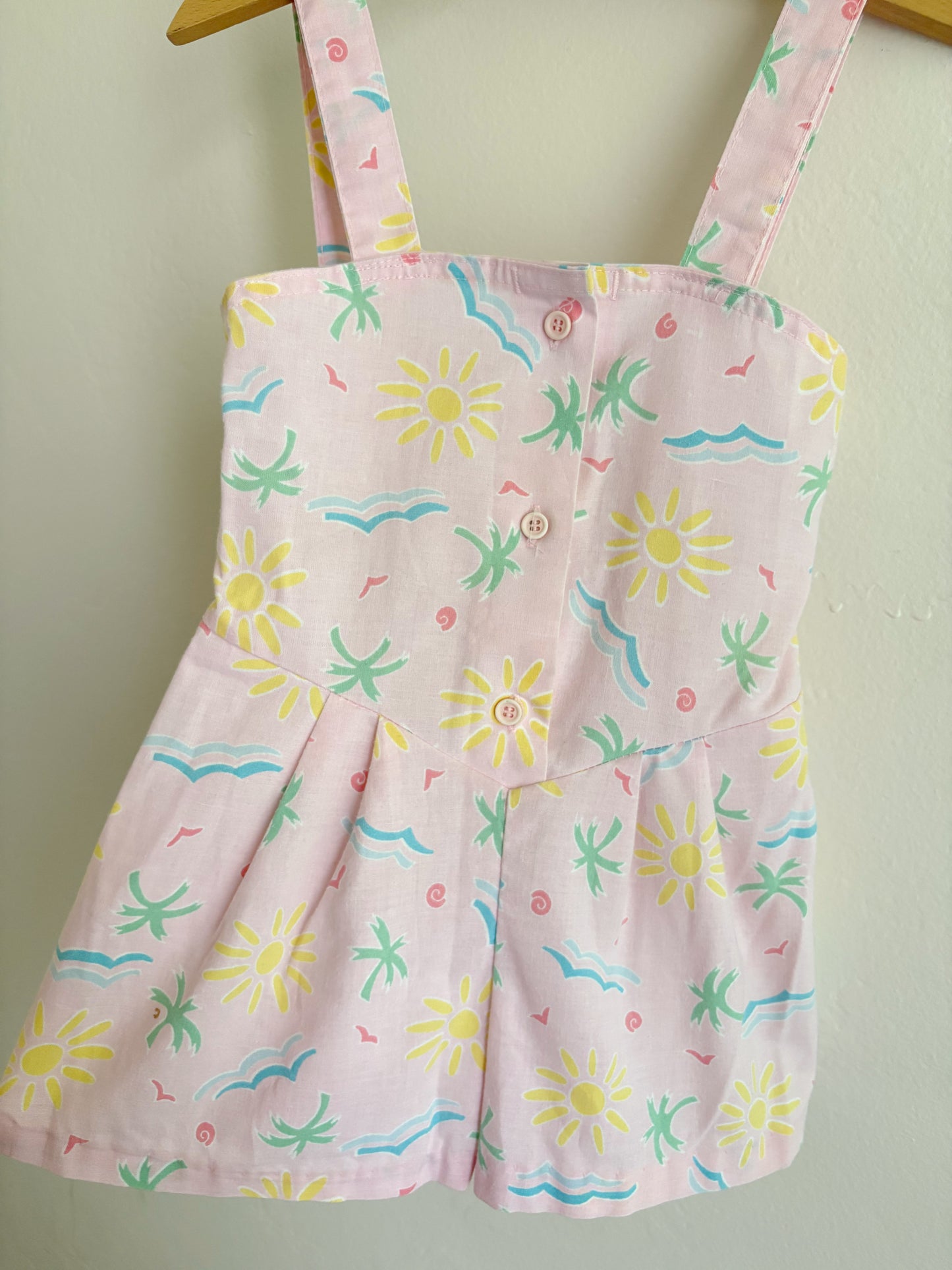vintage aop buster brown summer romper (3/4T)