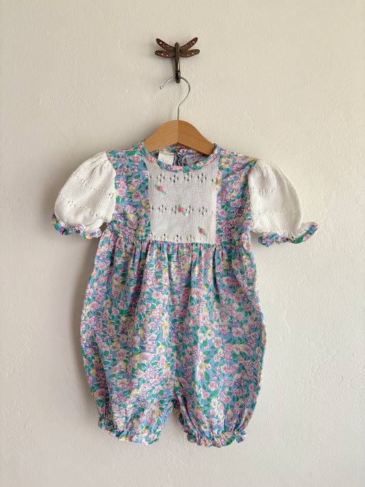 vintage floral bubble romper (18M)