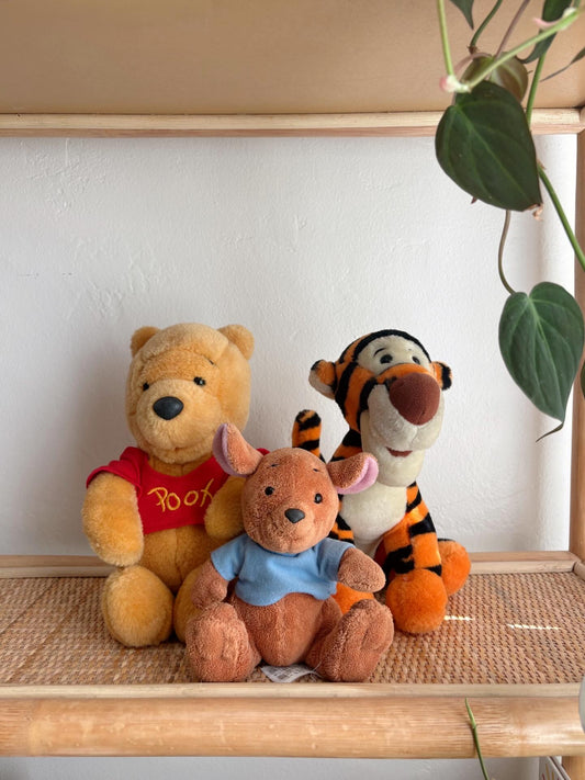 vintage pooh, roo and tigger plush bundle