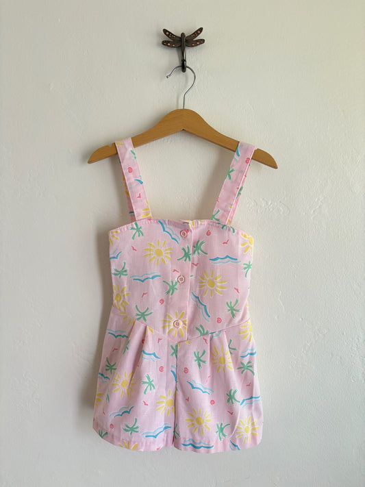 vintage aop buster brown summer romper (3/4T)