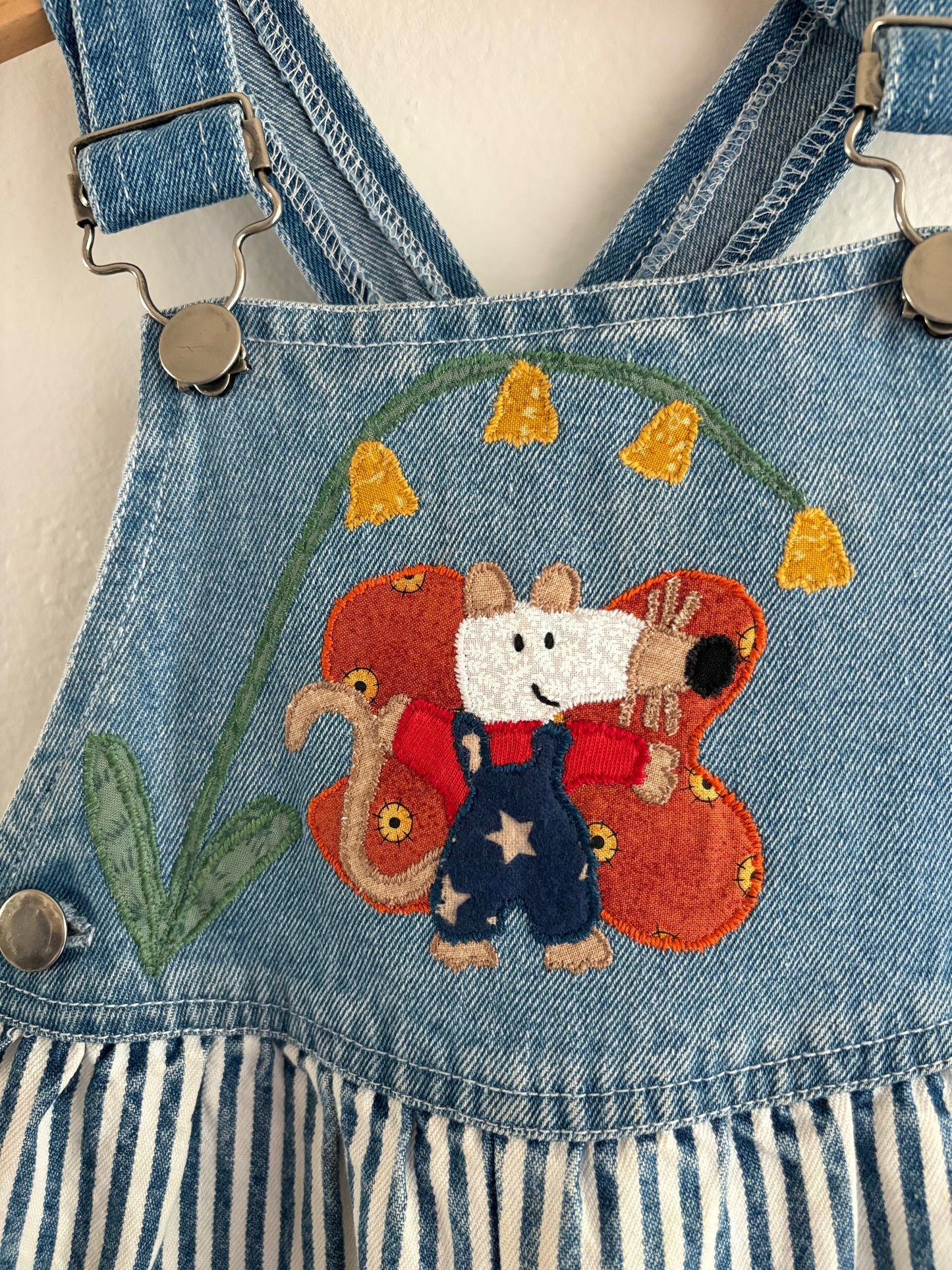 upcycled striped overalls (24M/2T)