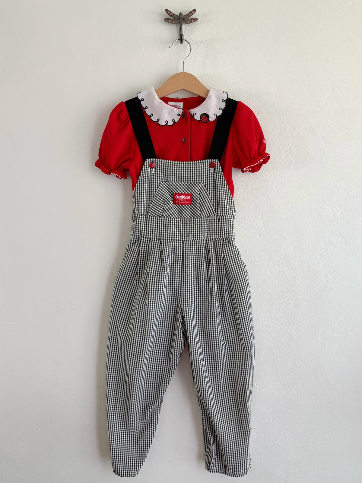 vintage oshkosh ladybug overall set (5Y)