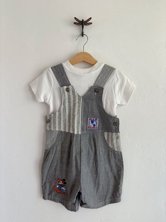 vintage mickey aviator mouse overall set (4T)