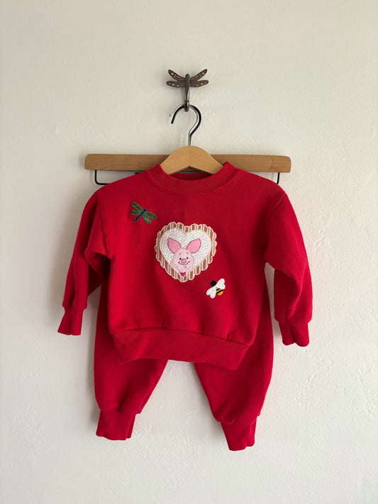 vintage upcycled piglet set (18/24M)