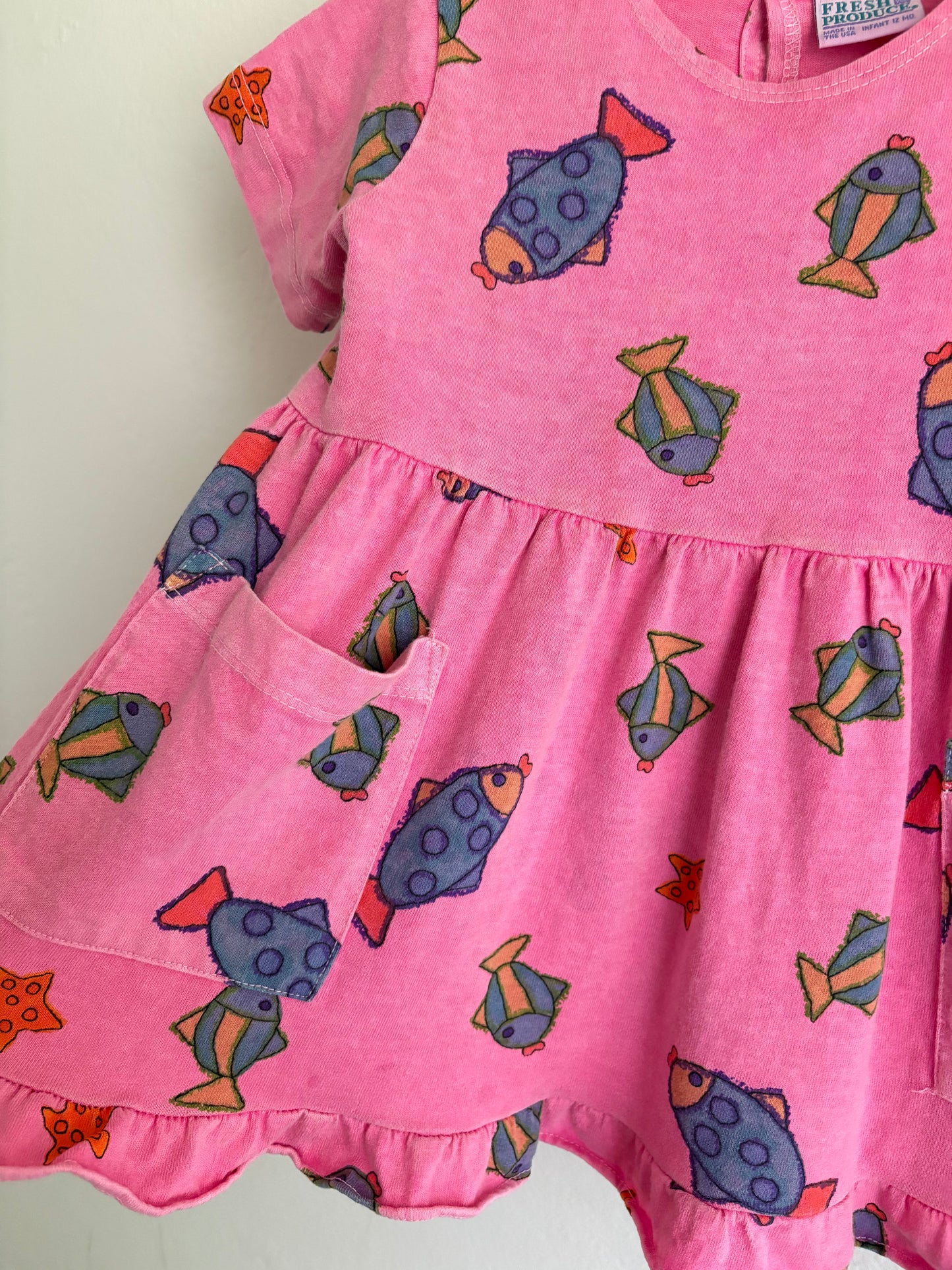 vintage fresh produce fishy dress (18/24M)