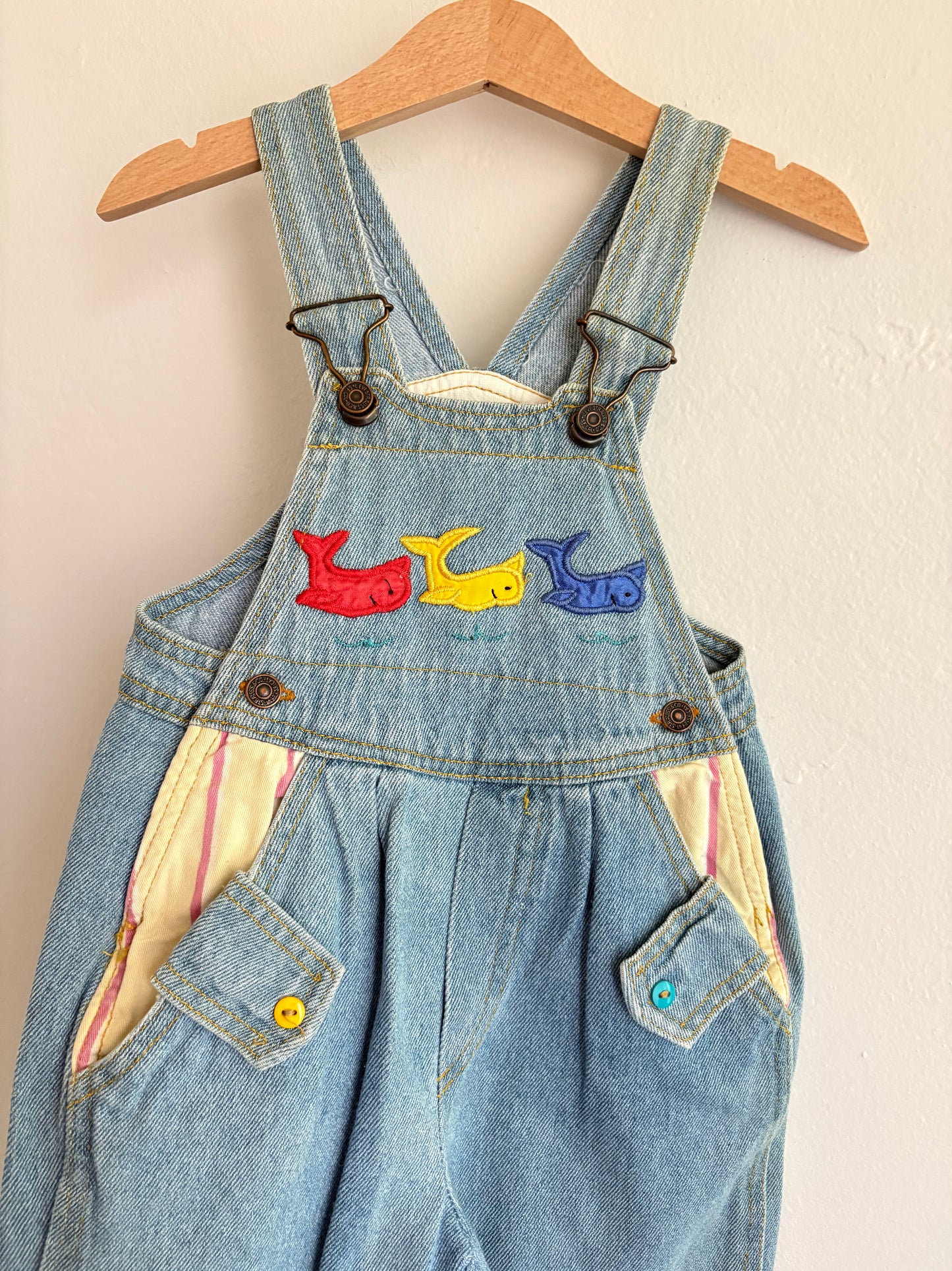 vintage whale overalls (3T)