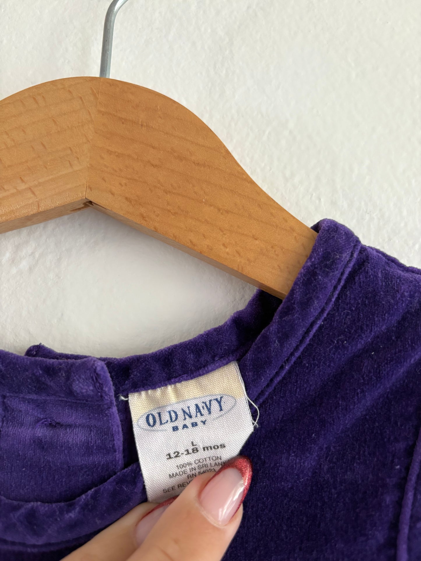 vintage velour old navy romper (12/18M)