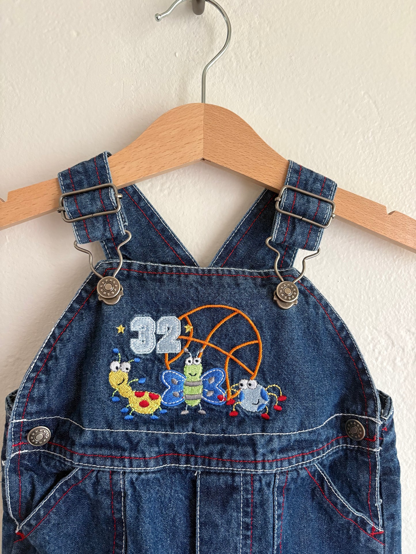denim sporty bug shortalls (6/9M)
