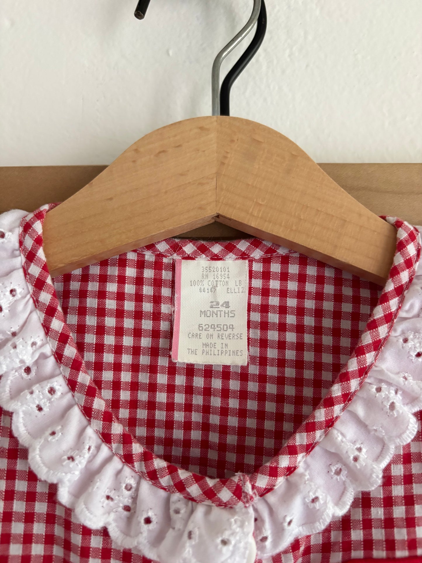 vintage gingham cherry set (24M)
