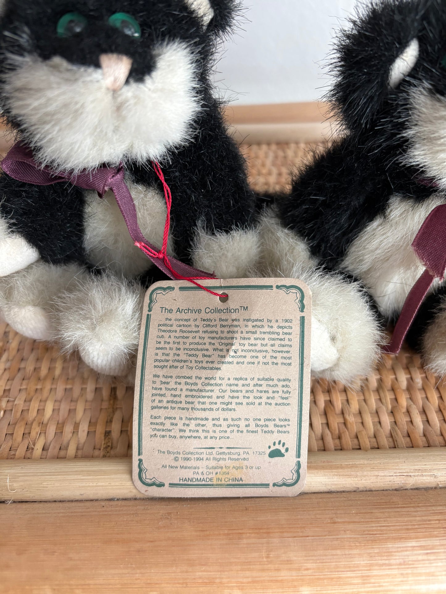 vintage boyds' bears cat plush pair 5"