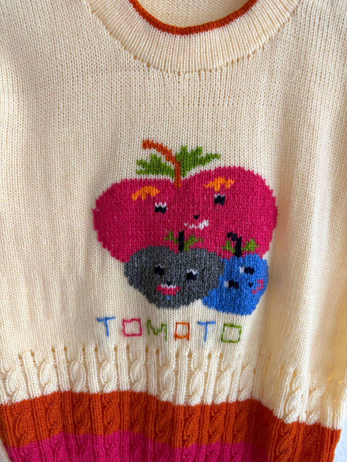 vintage hand knit tomato vest