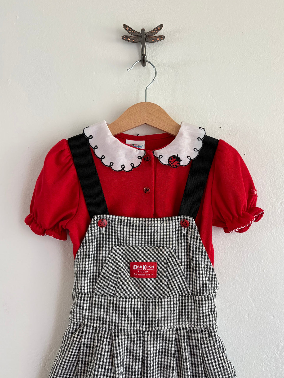 vintage oshkosh ladybug overall set (5Y)