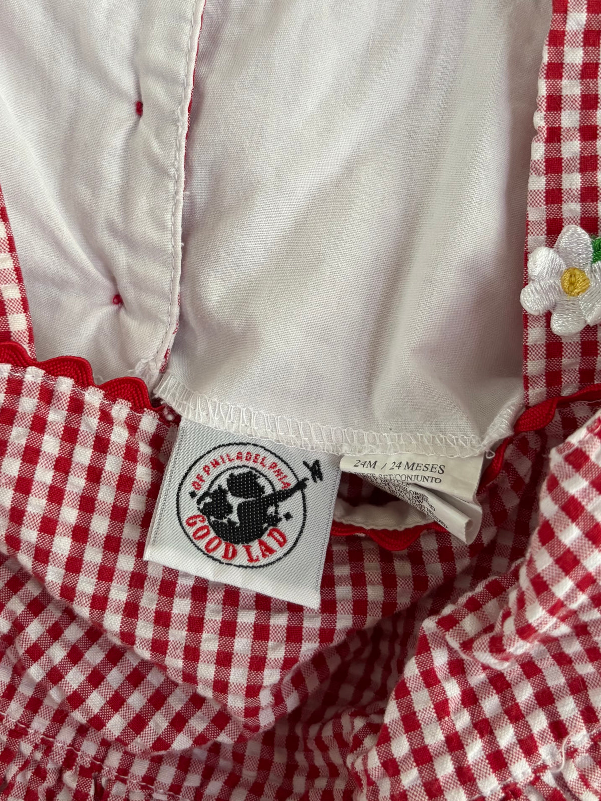 vintage gingham ladybug set (24M)